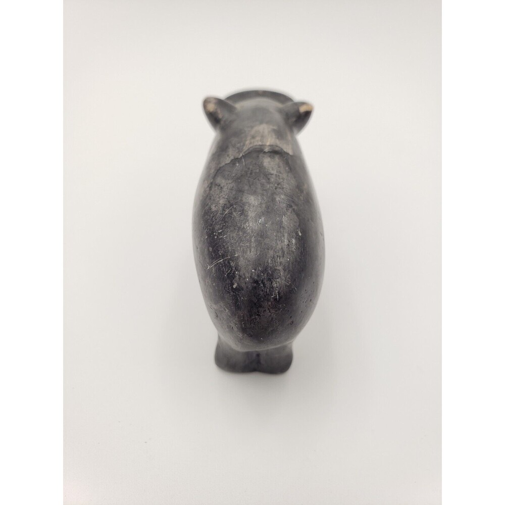 Hand Carved Soapstone Hippopotamus Figurine Made In Kenya 4" Silly Eyes Folk Art - Picture 2 of 7